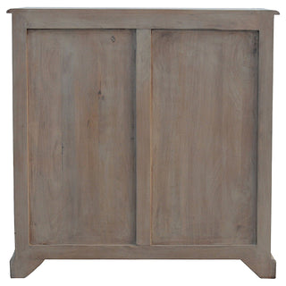 Quatrefoil Sideboard Cabinet with Carved Lattice Glazed Doors in Sun-Bleached Finish