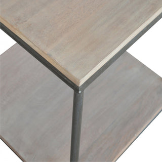 Tove Side Table Open Shelf Metal Frame Solid Mango Wood Natural