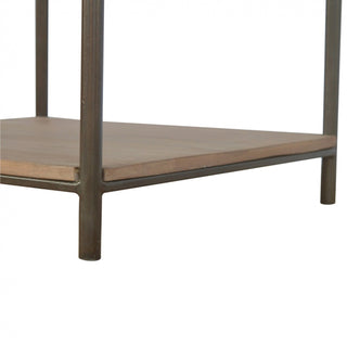Tove Side Table Open Shelf Metal Frame Solid Mango Wood Natural