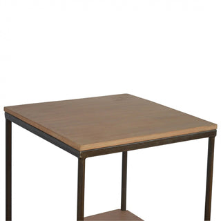 Tove Side Table Open Shelf Metal Frame Solid Mango Wood Natural