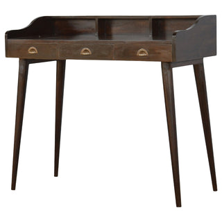 Auryn Writing Desk Mango Wood Triple Drawer With Gallery Back