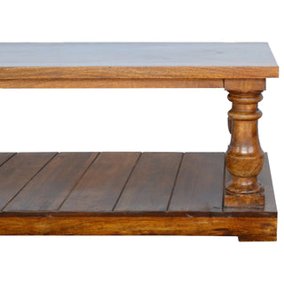 Regal Coffee Table Solid Mango Wood Baluster Turned Legs Lower Shelf