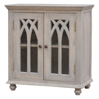 Avelon Small Sideboard Cabinet with Gothic Arch Glazed Doors and Bun Feet