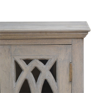 Avelon Small Sideboard Cabinet with Gothic Arch Glazed Doors and Bun Feet