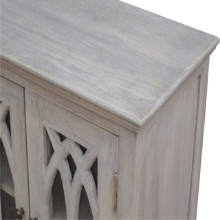 Avelon Small Sideboard Cabinet with Gothic Arch Glazed Doors and Bun Feet