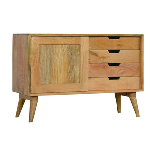 Haven Sideboard Cabinet with Sliding Door and Drawers in Natural Oak Finish