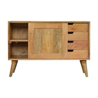 Haven Sideboard Cabinet with Sliding Door and Drawers in Natural Oak Finish