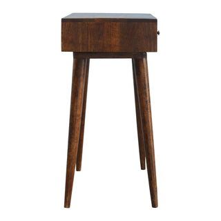 Zara Console Table with Drawers Brass Triangle Inlay Chestnut Wood