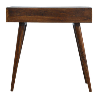 Zara Console Table with Drawers Brass Triangle Inlay Chestnut Wood