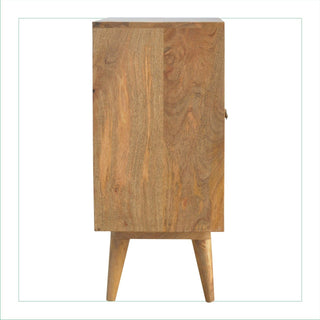 Crest Display Cabinet Honeycomb Scale Relief Carved Natural Oak Twin-Door