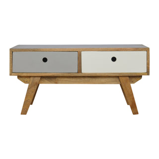 Halo Coffee Table with Storage Drawers Two-Tone Grey Nordic Legs