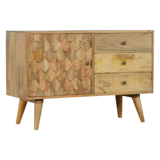 Zephyr Small Sideboard with Hand-Carved Diamond Door Panel and Tapered Legs