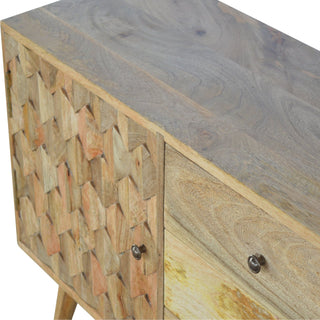 Zephyr Small Sideboard with Hand-Carved Diamond Door Panel and Tapered Legs
