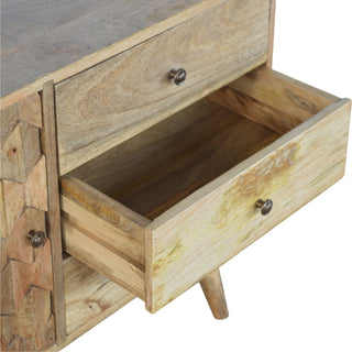 Zephyr Small Sideboard with Hand-Carved Diamond Door Panel and Tapered Legs