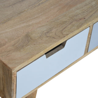 Trio Media Unit Oak Mango Wood Three Drawers Hand Spray-Painted Tri-Tone Grey with Nordic Legs