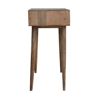Neva Slim Console Table with Drawers White Carved Geometric Nordic Legs Mango Wood