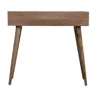 Neva Slim Console Table with Drawers White Carved Geometric Nordic Legs Mango Wood