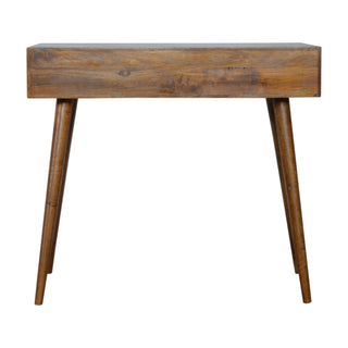 Ashen Writing Desk Solid Wood Pyramid-Carved Drawer Grey Chestnut With Open Slot