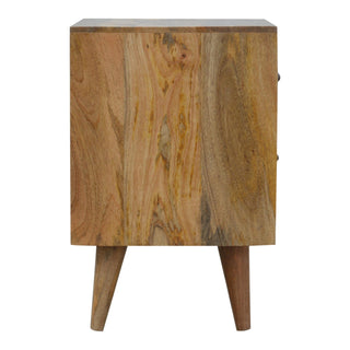 Delft Bedside Cabinet Porcelain Tile Pattern Drawers Open Cubby Natural Oak