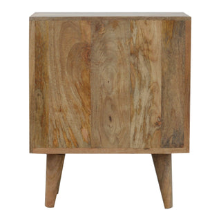 Delft Bedside Cabinet Porcelain Tile Pattern Drawers Open Cubby Natural Oak