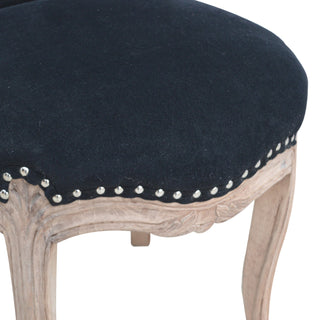 Eclipse Accent Chair Black Velvet Studded Scroll Back Cabriole
