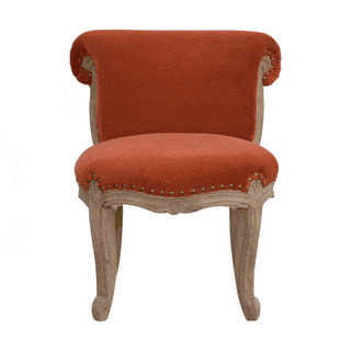 Sienna Accent Chair Brick Red Velvet Studded Scroll Back Cabriole