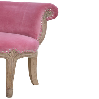 Rosette Accent Chair Pink Velvet Studded Scroll Back Cabriole
