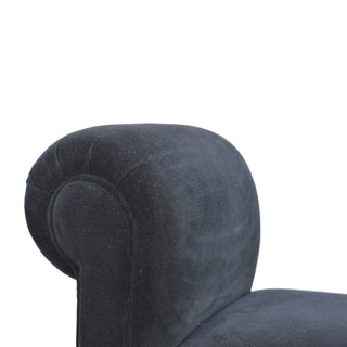 Eclipse Bedroom Bench Black Velvet Scroll Arms Turned Dark Walnut Legs