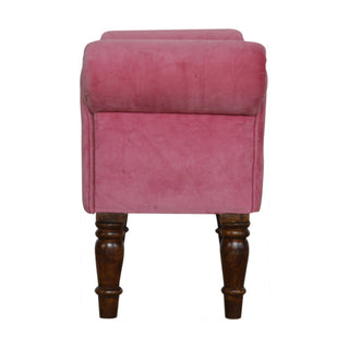 Blush Bedroom Bench Dusty Pink Velvet Scroll Arms Turned Dark Walnut Legs