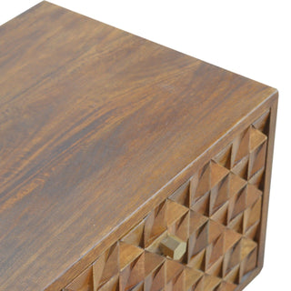 Luca Media Unit Chestnut Finish Diamond Carved Drawers