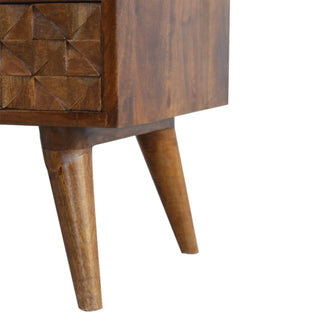 Luca Media Unit Chestnut Finish Diamond Carved Drawers