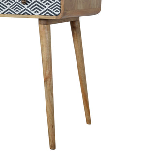 Deco Writing Desk Mango Wood Diamond Chevron Print Drawer With Open Slot