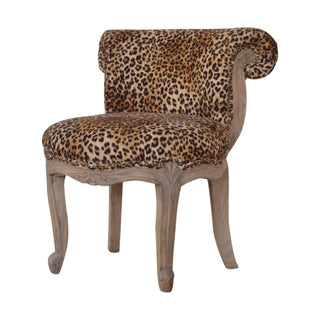 Savanna Accent Chair Leopard Print Velvet Studded Scroll Back