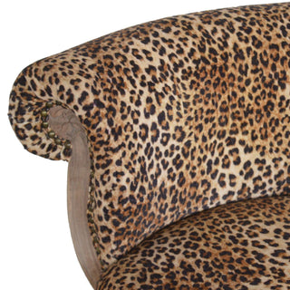 Savanna Accent Chair Leopard Print Velvet Studded Scroll Back