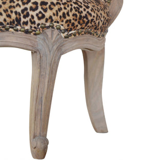 Savanna Accent Chair Leopard Print Velvet Studded Scroll Back