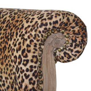 Savanna Accent Chair Leopard Print Velvet Studded Scroll Back