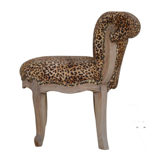 Savanna Accent Chair Leopard Print Velvet Studded Scroll Back