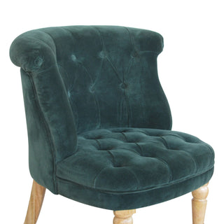 Vivaldi Accent Chair Emerald Velvet Buttoned Tub Caster Oak Leg