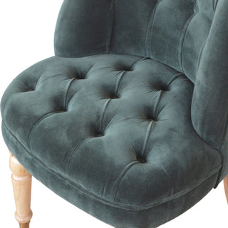 Vivaldi Accent Chair Emerald Velvet Buttoned Tub Caster Oak Leg