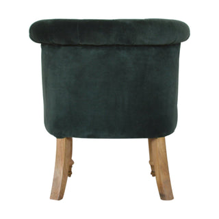 Vivaldi Accent Chair Emerald Velvet Buttoned Tub Caster Oak Leg