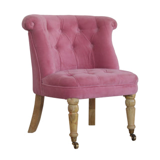 Peony Accent Chair Pink Velvet Buttoned Tub Caster Oak Leg