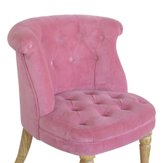 Peony Accent Chair Pink Velvet Buttoned Tub Caster Oak Leg