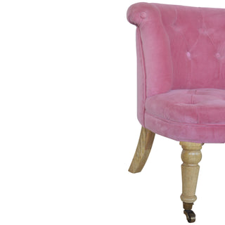 Peony Accent Chair Pink Velvet Buttoned Tub Caster Oak Leg