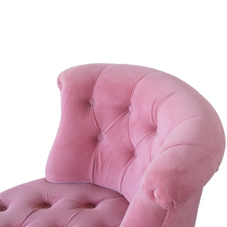 Peony Accent Chair Pink Velvet Buttoned Tub Caster Oak Leg
