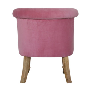 Peony Accent Chair Pink Velvet Buttoned Tub Caster Oak Leg