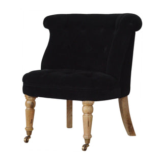 Onyx Accent Chair Black Velvet Buttoned Tub Caster Oak Leg