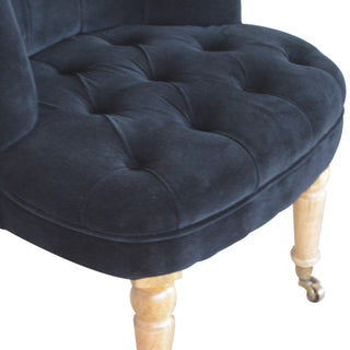 Onyx Accent Chair Black Velvet Buttoned Tub Caster Oak Leg