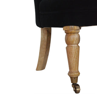 Onyx Accent Chair Black Velvet Buttoned Tub Caster Oak Leg