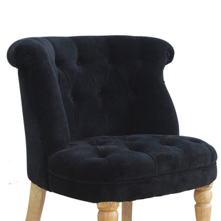 Onyx Accent Chair Black Velvet Buttoned Tub Caster Oak Leg