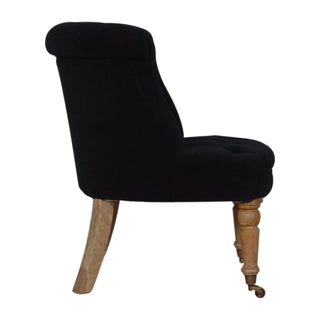 Onyx Accent Chair Black Velvet Buttoned Tub Caster Oak Leg